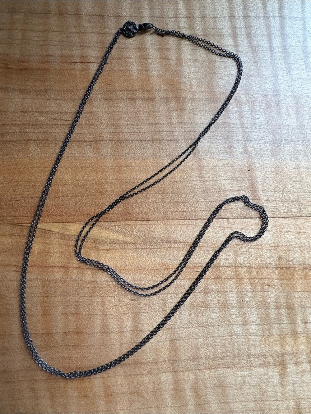 Freida Rothman Long Black Rhodium 925 Sterling Silver Double Chain Necklace